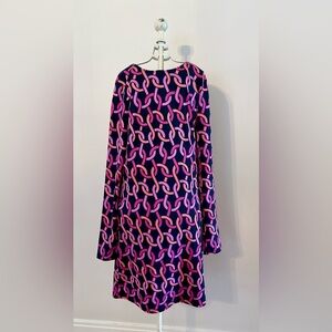 Julie Brown Pink and Orange Chain Pattern Dress